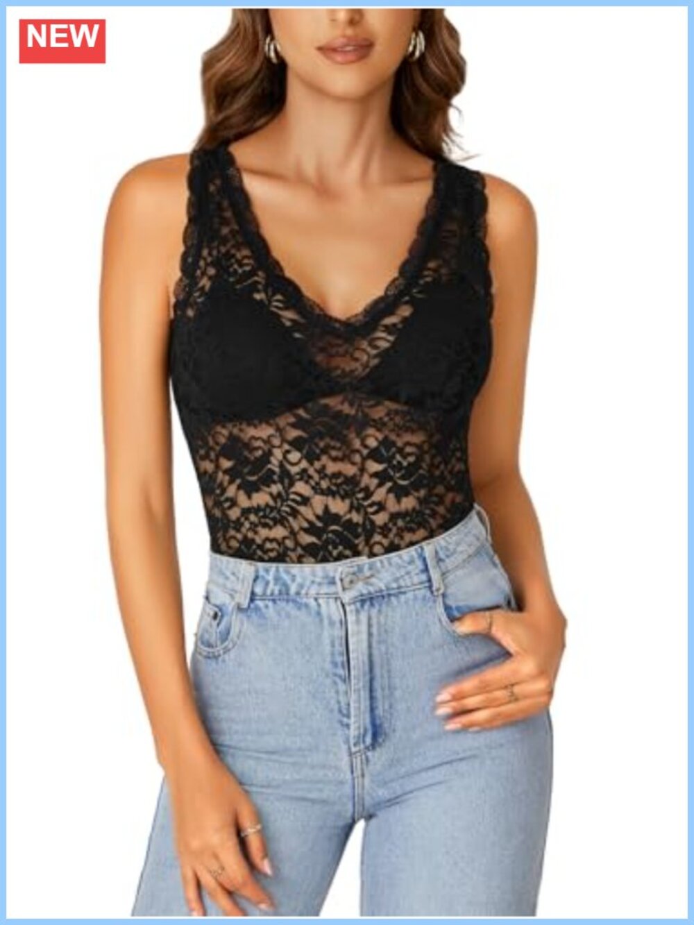 Floral Lace Sheer Tank Cami Top Stretchy Summer Casual